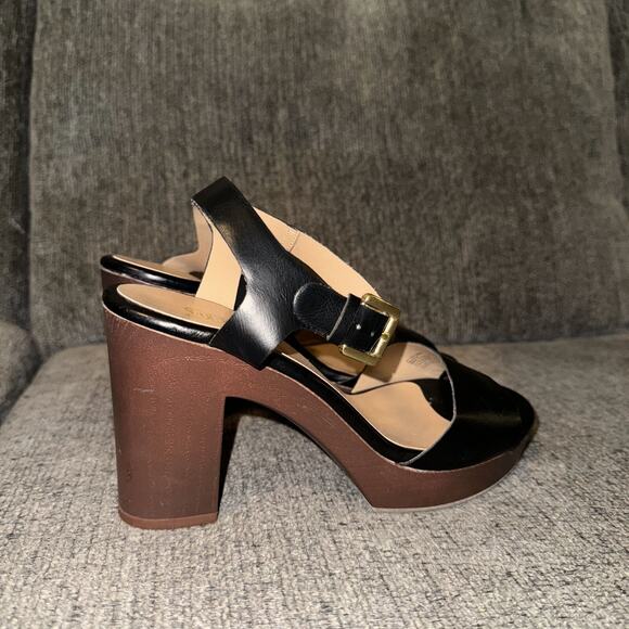 Brash Chunky Platform Heel Sandals Women's 7.5 Black Brown Ankle Straps Shoes - Picture 2 of 8